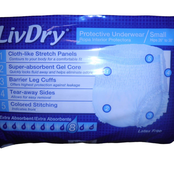 LivDry Adult Incontinence Underwear, SM, 40-Pack, Extra Absorbency Adult Diapers - Picture 7 of 8